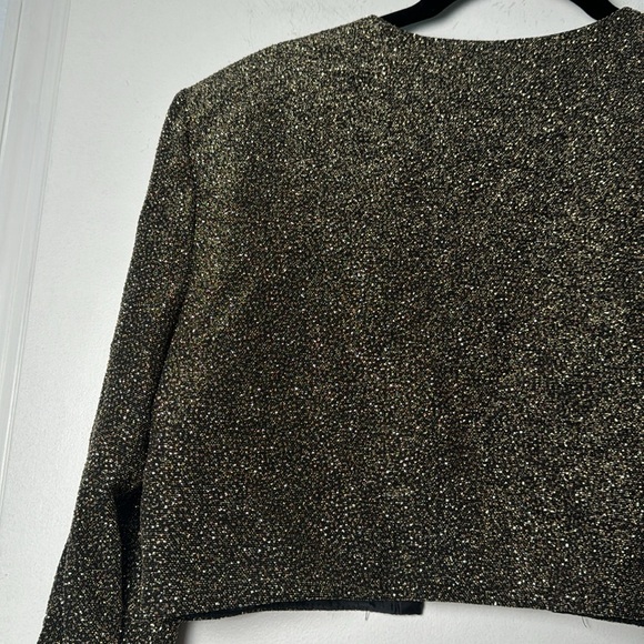 After Dark Black and Gold Glittery Bolero Crop Open Front Jacket Size 12 - Picture 5 of 7